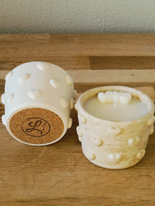 Hartjes kaarsen potje gemarmerd