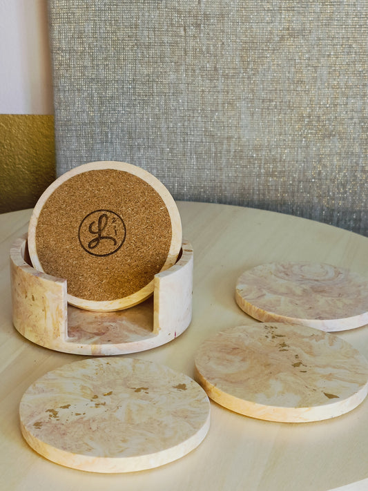 Coasterset gemarmerd Jesmonite